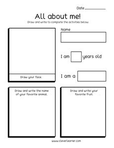 Free About Me Kindergarten Activity