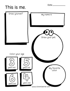 All about me PreK introductory worksheet