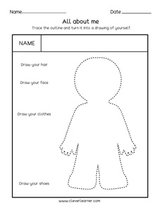 Myself- All About Me preschool and kindergarten activity worksheet
