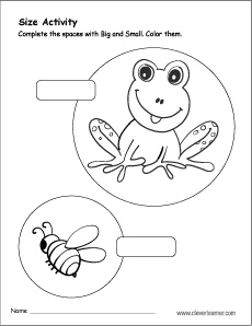 Free Big or small preK worksheets