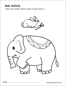 Which animal is bigger preschool size activity sheet