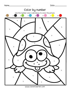 Free Color By Numbers PreK activity worksheets