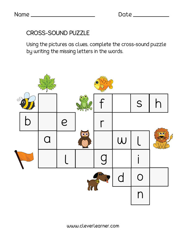 Free Cross-sound puzzle for first grade children