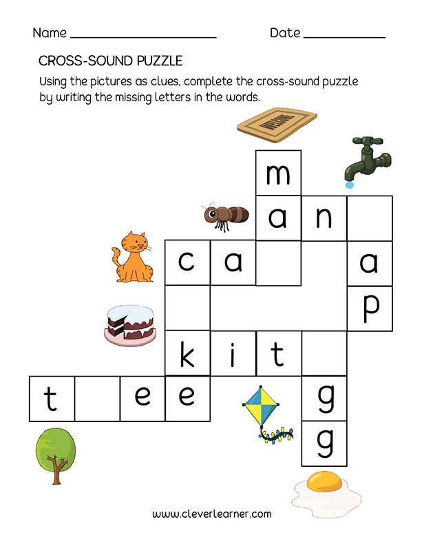 Fun Cross-sound puzzle worksheets for kindergarten children