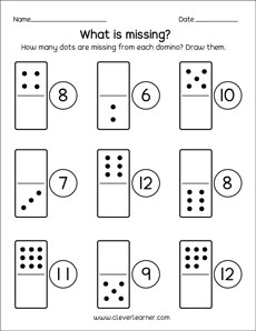 Kids domino count and tally activity worksheet