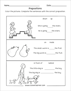 Introduction to using and identifying basic prepositions.