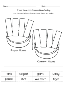 Free proper noun kindergarten activity sheets