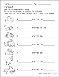 Transport printables for kids