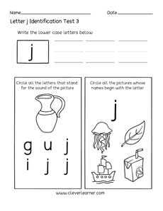 Letter J Recognition Worksheets