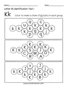 Free English Letter K Practice worksheets for 3year olds
