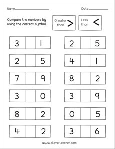 Kindergarten Greater than Number Activities