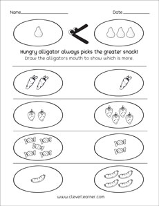 Which is greater and which is less preschool number worksheets