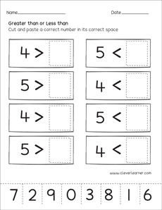 Free number activities on Greater Than Less Than