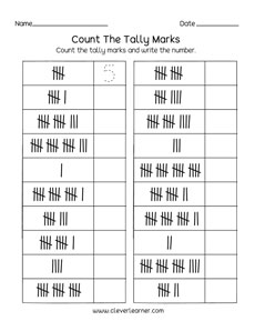 Free worksheets on Tallying for kindergarten kids