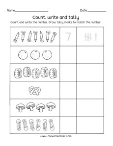 Free tallying number worksheets for kids