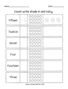 First grade number tallying activity