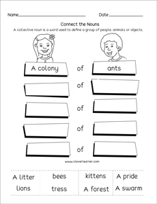 Free collective nouns practice sheets for kids
