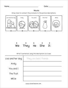 Free pronoun practice sheets for kids