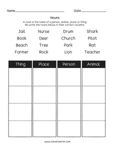 Nouns for 2nd grade children