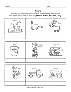 Nouns worksheets for kids