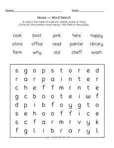 Nouns puzzle for first grade kids