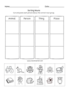 What is a nouns first grade worksheet
