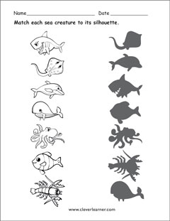 Sea creatures worksheets for kids