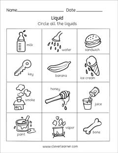 SCIENCE what is the physical state of matter 2nd grade worksheets