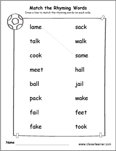 Phonics, matching sounds activity for first graders
