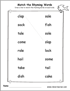 Match the words that rhyme preK activity sheets