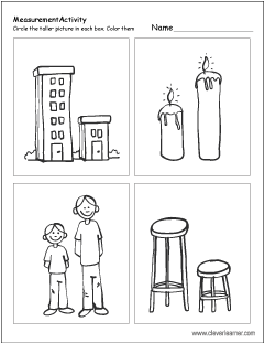 Fun activity worksheets for kids tallest or shortest