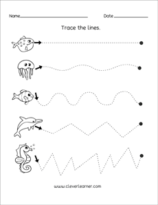 Practice line tracing sheets for homeschool kids