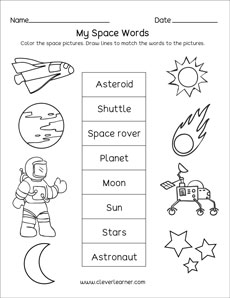Solar system activity sheets for first grade homeschool kids