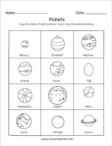 What the astronaut will see in space preschool worksheet