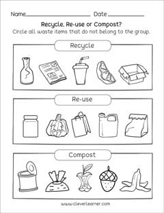 Free kindergarten activity on science recycle