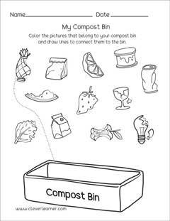 Preschool Compost waste bin activity sheet