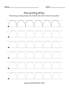 Trace along the broken curves toddler worksheets