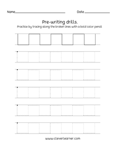 Trace along the broken lines prewriting printables