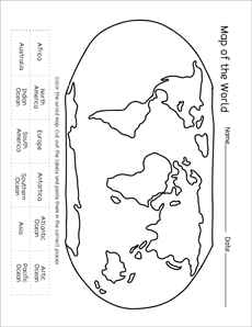 Preschool World Map Activity Sheets