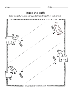 Free picture tracing worksheets for kids