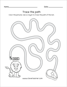 Line tracing learning sheets