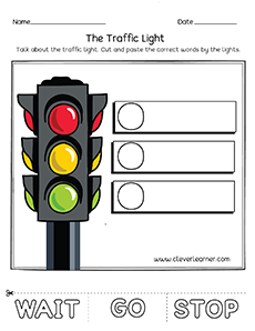 Free Traffic Lights Worksheets for kids