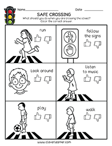 Road Safety activity worksheets for kids