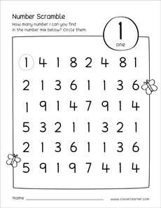 Number scramble printable for stay at home kids
