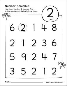 Number scramble printable for homeschool kids