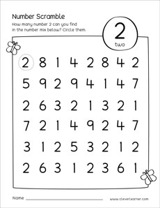Number 3 Jumbled number Activity worksheets for preschool kids