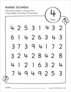 Number scramble worksheetsNumber 4 number scramble worksheets