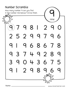 Number scramble worksheets for number 10 preL children