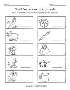 Free preschool short vowel printables