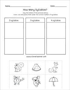 Free Two-syllable words worksheets for first grade